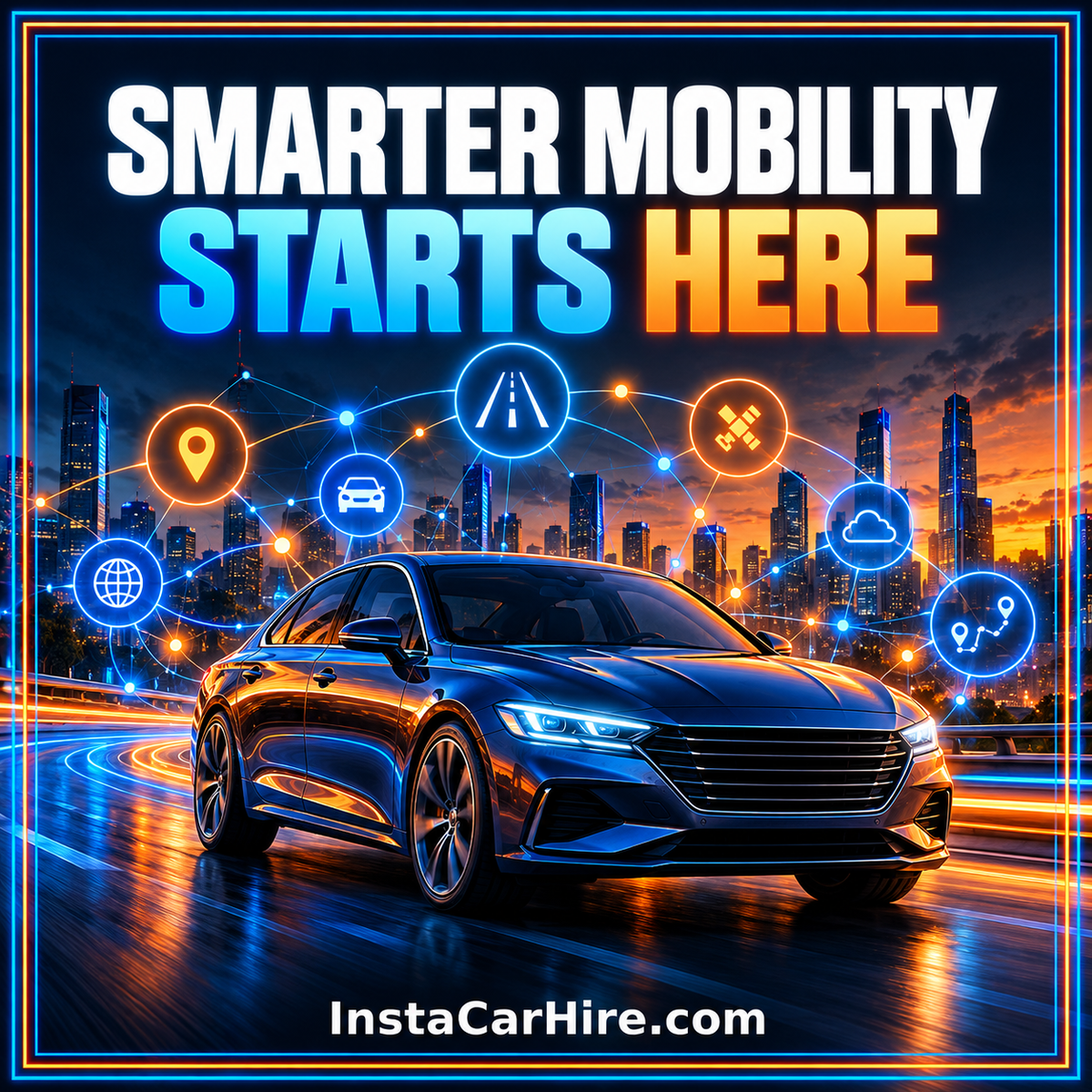InstaCarHire concept showing an AI trip assistant connected to verified booking data through controlled APIs